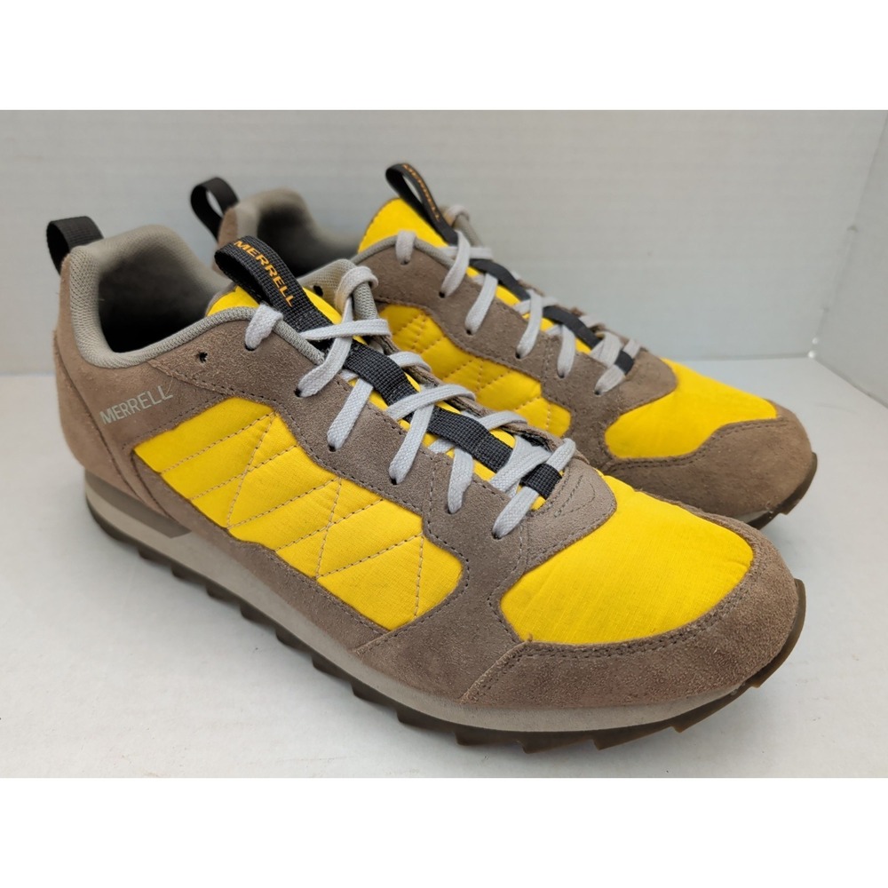 Merrell Alpine Vibrant Yellow Brown Suede Hiking Trail Shoes Sneakers Men Size 9